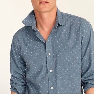 J Crew Men's Blue Polka Dot Shirt NWOT Size XL